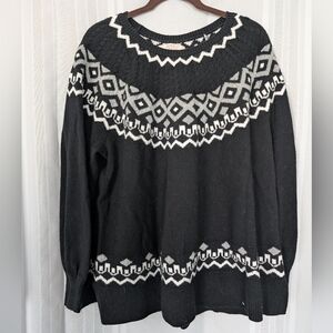 Loft Black and Gray Patterned Women's Sweater